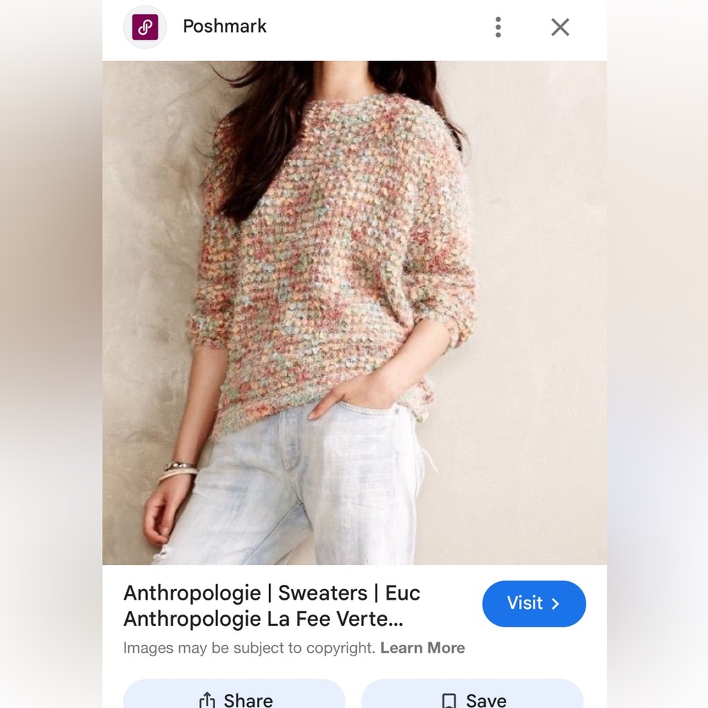 ANTHROPOLOGIE La Fee Verte eyelash pullover size med